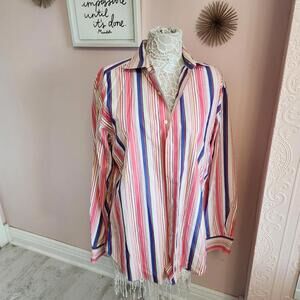 ETRO colorful striped button down dress shirt flawless Mens 42 L